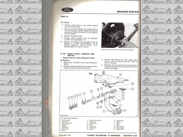 Cortina Brake pedal diagram